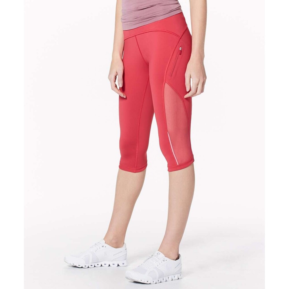 Lululemon Sun Runner Crop Leggings in Red colorway. Run Yoga Workout Sz 6